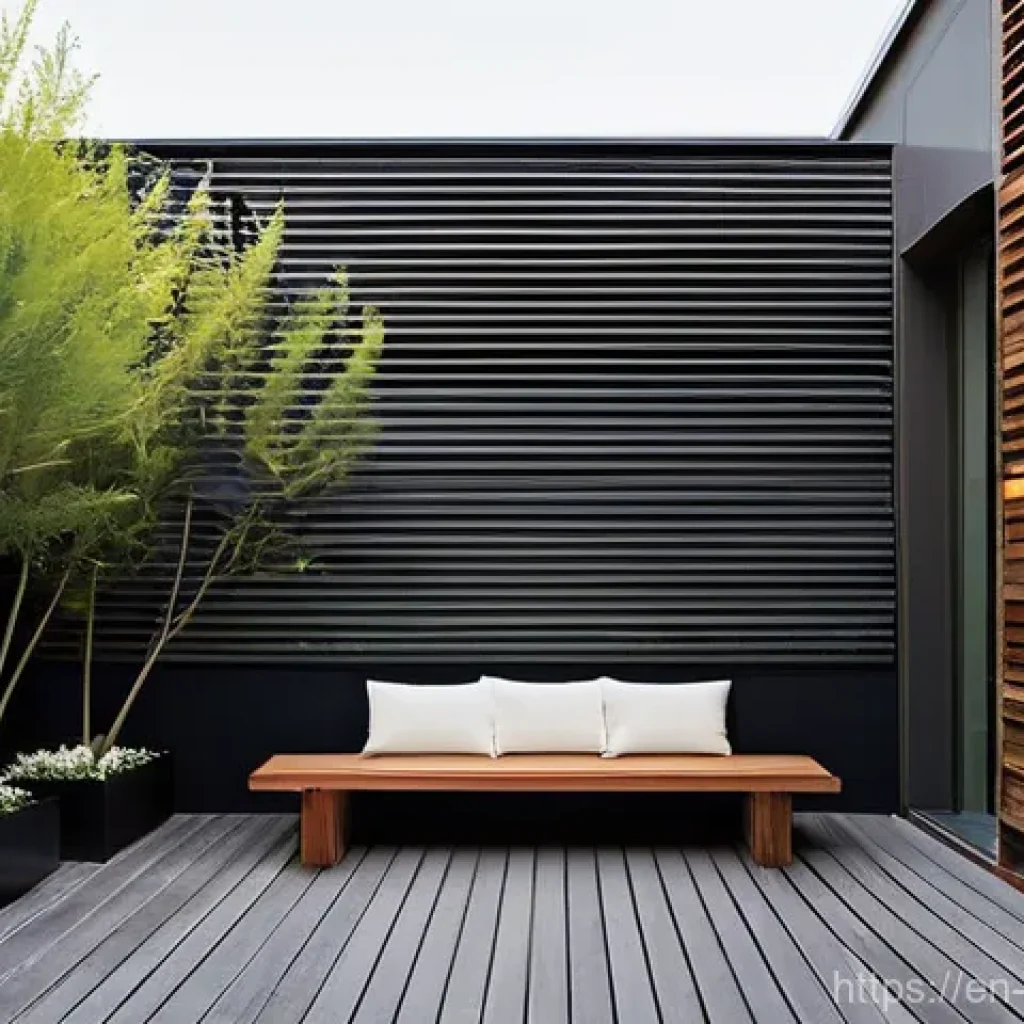 금속 루버와 목재 루버 비교 - Longevity and Upkeep Contrast: "The Material World"**
* **Prompt:** A serene outdoor scene contra...