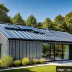 지붕재 선택 가이드 - A modern suburban house featuring a newly installed metal roof with a sleek standing seam design, ma...